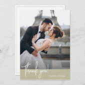 Elegante Chic Sage Green Wedding Dankeskarte (Vorne/Hinten)