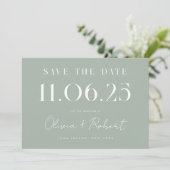 Elegante Chic Sage Green Wedding Date Save the Dat Save The Date (Stehend Vorderseite)