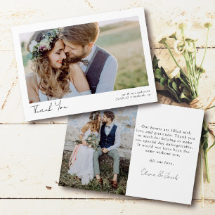 Elegante Chic-Schrift Hochzeitsfoto Dankeskarte