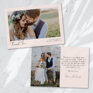 Elegante Chic-Schrift Hochzeitsfoto Dankeskarte