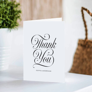 Elegante Chic Schrift Schwarz & Weiß Baby Shower Dankeskarte