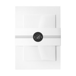 Elegante Chic Schwarz-weiß Monogram Bly Bands Einladungsbanderole