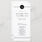 Elegante Chic Schwarz-weiß Monogram Wedding Progra Programm (Vorne/Hinten)