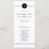 Elegante Chic Schwarz-weiß Monogram Wedding Progra Programm (Vorderseite)