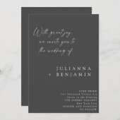 Elegante Chic Schwarz-weiße Minimalistische Skript Einladung (Vorne/Hinten)