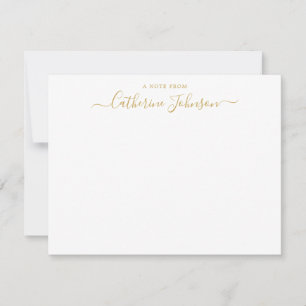 Elegante Chic Script Calligraphy A Note from Gold Mitteilungskarte