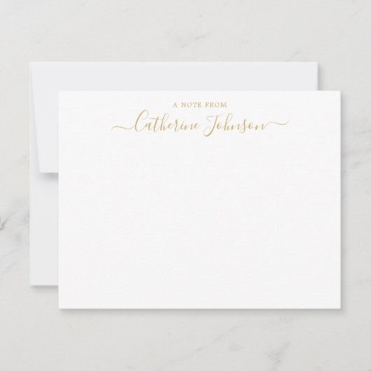 Elegante Chic Script Calligraphy A Note from Gold Mitteilungskarte (Vorderseite)