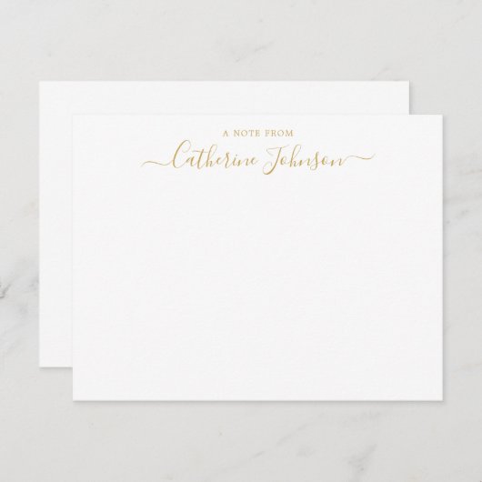 Elegante Chic Script Calligraphy A Note from Gold Mitteilungskarte (Vorne/Hinten)