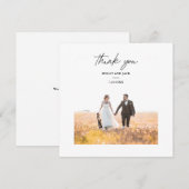 Elegante Chic-Script-Dankeskarten für Hochzeitsfot (Vorne/Hinten)
