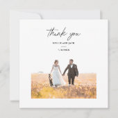 Elegante Chic-Script-Dankeskarten für Hochzeitsfot (Vorderseite)