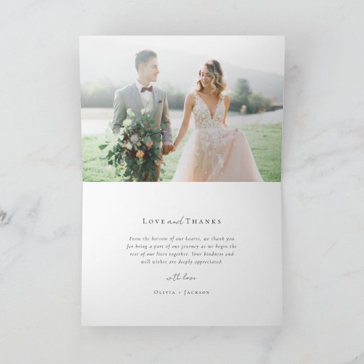 Elegante Chic Script Foto Collage Wedding Karte (Innenseite)