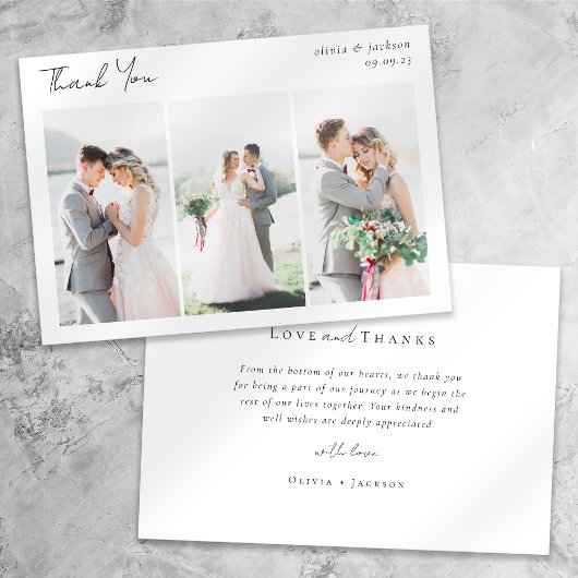 Elegante Chic Script Foto Collage Wedding Karte