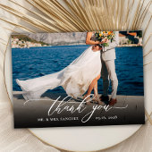 Elegante Chic Script Foto Hochzeit Dankeschön-Kart Dankeskarte