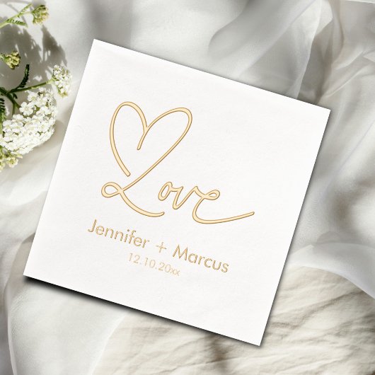 Elegante Chic Script Liebe Heart Wedding Servietten Mit Folie