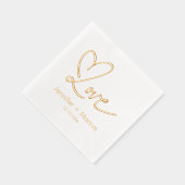 Elegante Chic Script Liebe Heart Wedding Servietten Mit Folie (Rechts)