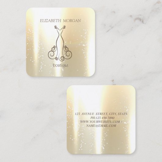 Elegante Chic Shinny, Imitate Gold, Glitterie, Kle Quadratische Visitenkarte (Vorne/Hinten)