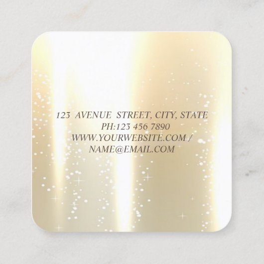 Elegante Chic Shinny, Imitate Gold, Glitterie, Kle Quadratische Visitenkarte (Rückseite)