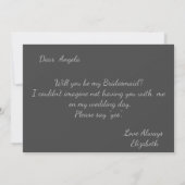 Elegante Chic Silver Blume Bridesmaid Card Einladung (Rückseite)