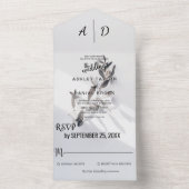 Elegante Chic Silver Rose Summer Floral Wedding All In One Einladung (Innen Boden)