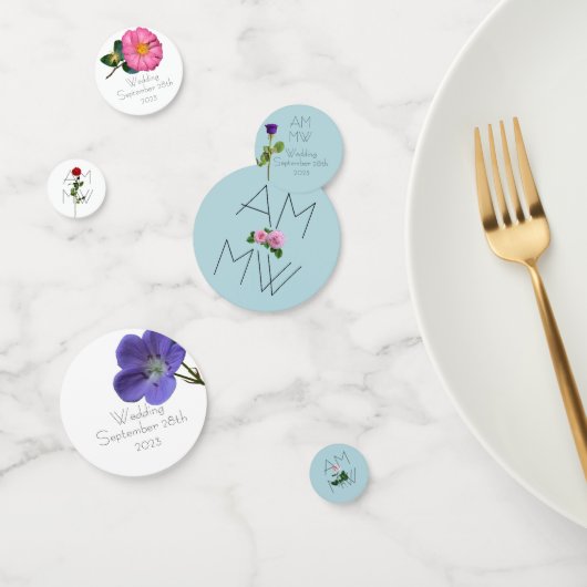 Elegante Chic Simple Floral Blue Wedding Konfetti (Gruppe)