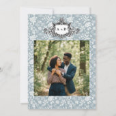 Elegante Chic Soft Indigo DIY Custom Foto Wedding Einladung (Rückseite)
