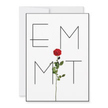 Elegante Chic Stem Rose Monogram Wedding Einladung