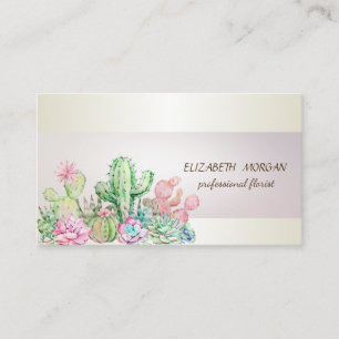 Elegante Chic Streifen Kaktus Sukkulenten Visitenkarte