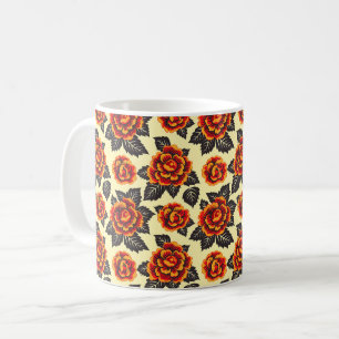 Elegante Chic Stylische Moderne Orangen Blumen Kaffeetasse