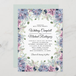 Elegante Chic Succulent Florals Wedding Einladung