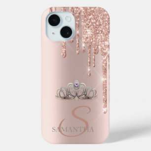 Elegante Chic Tiara Rose Gold Glitzer Tropfen Case-Mate iPhone Hülle