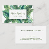 Elegante Chic Tropical Green Blätter Visitenkarte (Vorne/Hinten)