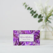 Elegante Chic Tropical Lila Blätter Visitenkarte (Stehend Vorderseite)