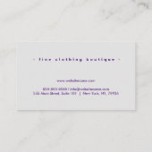 Elegante Chic Tropical Lila Blätter Visitenkarte (Rückseite)