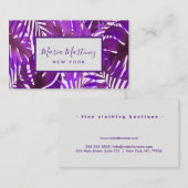 Elegante Chic Tropical Lila Blätter Visitenkarte (Vorne/Hinten)