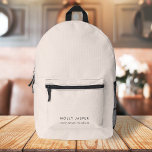 Elegante Chic Typografie Blush Pink Feminine Bedruckter Rucksack<br><div class="desc">Ein stilvolles minimales Design mit klassischer Typografie in schwarz auf einem femininen,  blütenrosa Hintergrund. Der Text kann leicht für eine persönliche Touch angepasst werden. Ein einfaches,  minimalistisches und zeitgenössisches Design,  das sich von der Masse abhebt!</div>