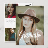 Elegante Chic Typografy Graduation Party Ankündigung (Vorne/Hinten)