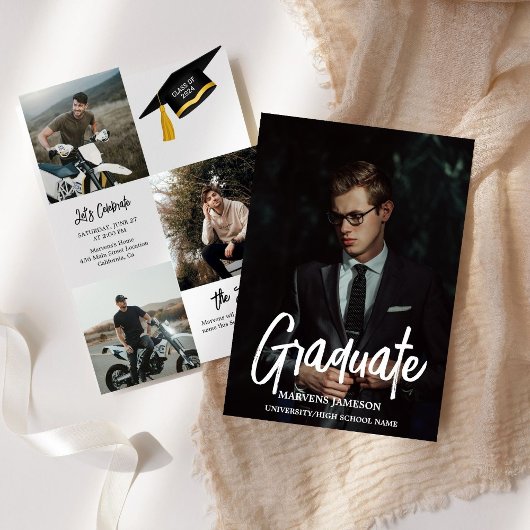 Elegante Chic Typografy Graduation Party Einladung