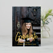 Elegante Chic Typografy Graduation Party Folieneinladung (Stehend vorne)