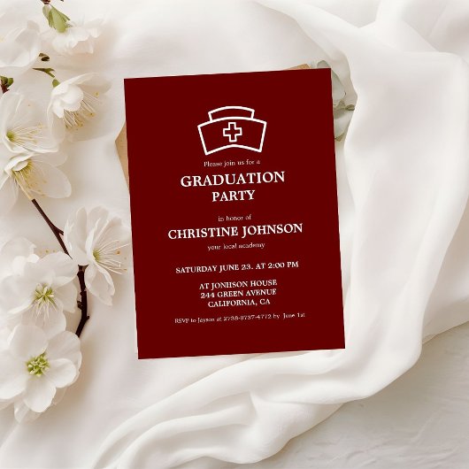 Elegante Chic Typografy Nurse Graduation Party Einladung