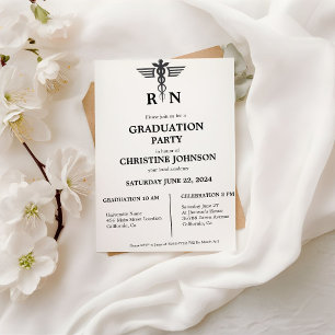 Elegante Chic Typografy Nurse Graduation Party Einladung