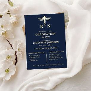Elegante Chic Typografy Nurse Graduation Party Folieneinladung