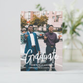 Elegante Chic Typografy Twin Graduation Party Einladung (Stehend Vorderseite)