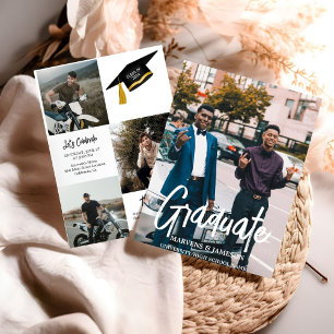 Elegante Chic Typografy Twin Graduation Party Einladung