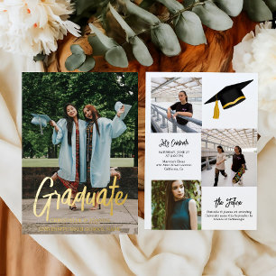 Elegante Chic Typografy Twin Graduation Party Folieneinladung