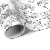 Elegante Chic Vintag Gray Rose Floral Geschenkpapier (Rolleneckpunkt)