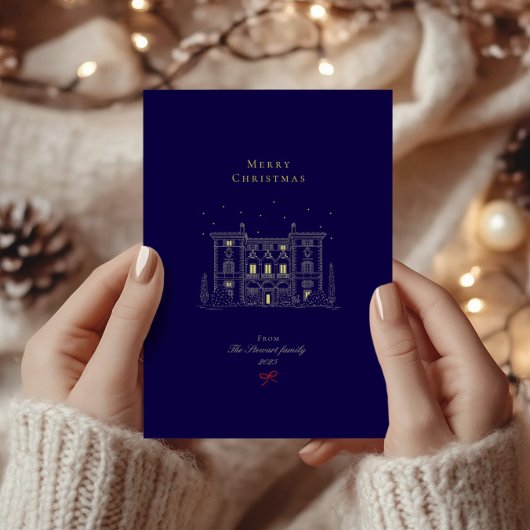 Elegante Chic Vintag Merlin Weihnachtskarte Feiertagskarte