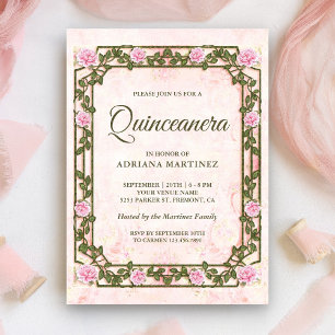 Elegante Chic Vintag Rustikal Roses Quinceanera Einladung
