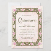 Elegante Chic Vintag Rustikal Roses Quinceanera Einladung (Vorderseite)