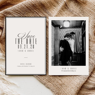Elegante Chic Vintage Old Money Hochzeitsfoto Save The Date