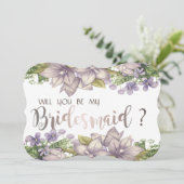 Elegante Chic Watercolor Blume Bridesmaid Card Einladung (Stehend Vorderseite)